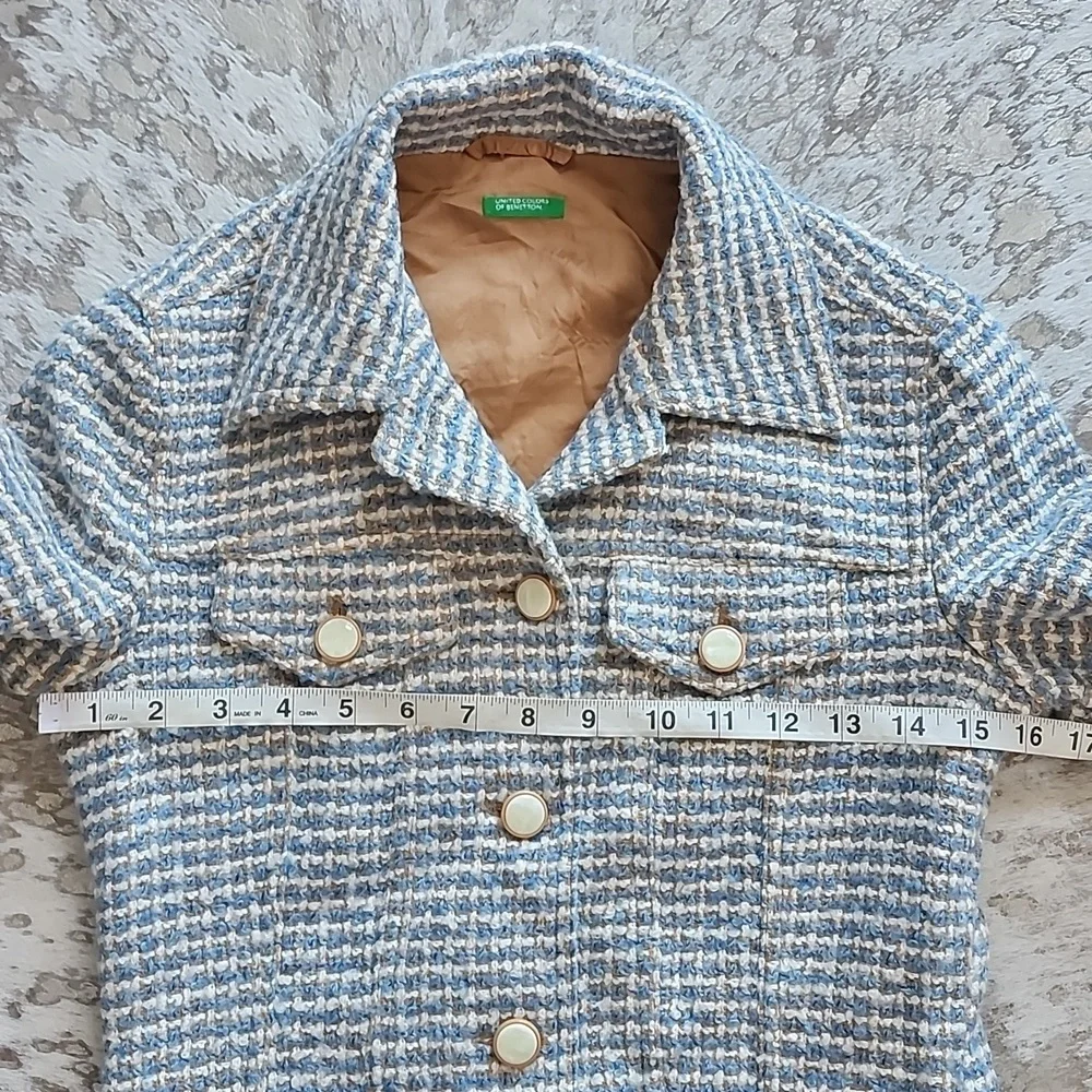 United Colors Of Benetton Tweed Skirt  Blazer Suit Sz42 Vintage